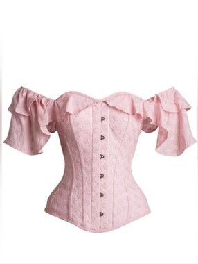 CORSET STORY PINK COTTON EMBROIDERY ANGLAISE CORSET TOP NWT UK 24